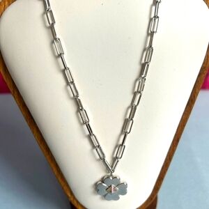 NWT Kate Spade Silver "Spades And Studs" Pendant Necklace